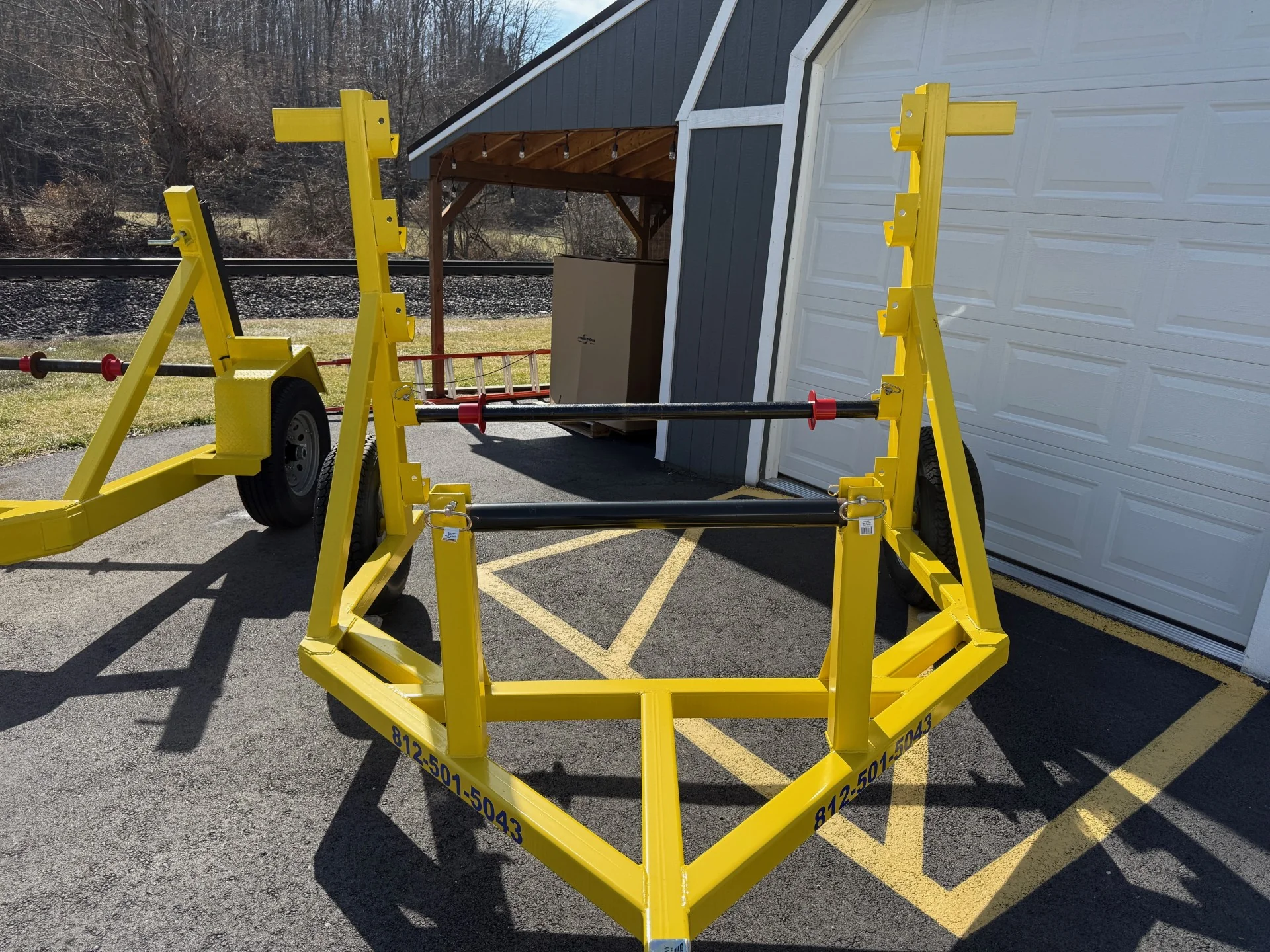 DESTINY SOLUTIONS |  Heavy Duty Manual-Adjustable Height Reel Trailer – 5,200 lb Capacity with Extra Spool Bar | #RTM-5200K-S