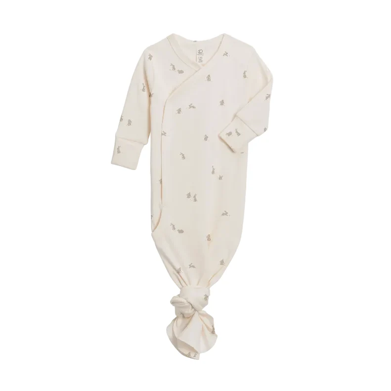 Colored Organics Indy Kimono Gown -Bunny/Oat + Clay