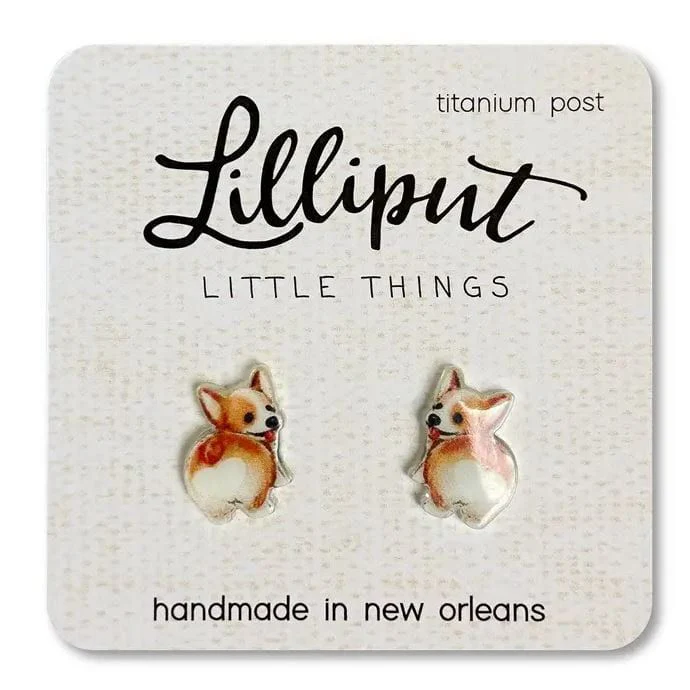 Lilliput Corgi Butt Earrings