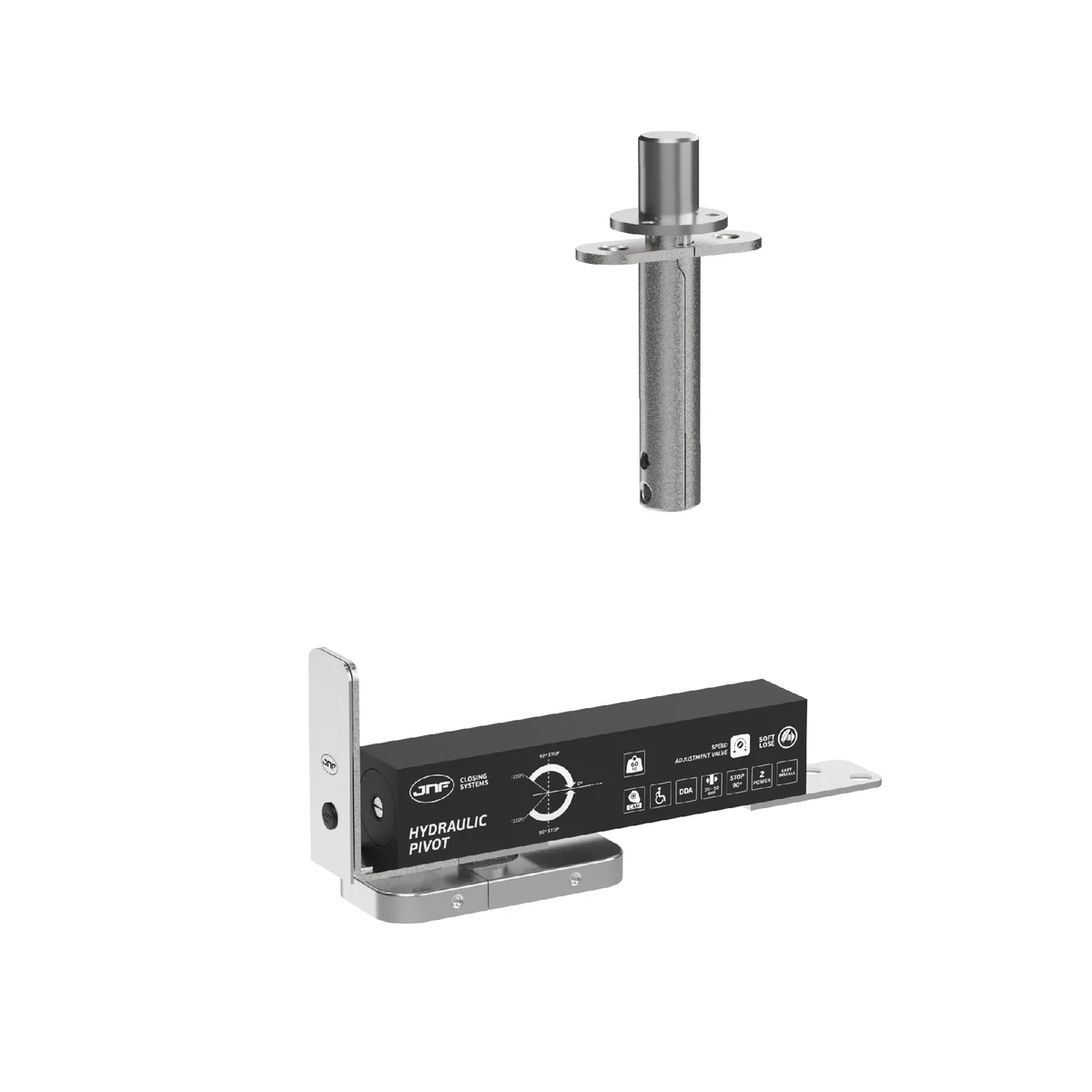 JNF Hydraulic Pivot 60kg Max, 850mmW Max – Hold Open 90Ø