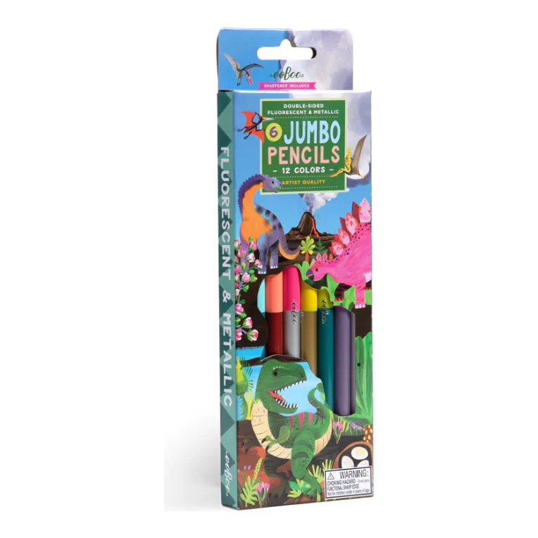 eeBoo Dinosaurs 6 Jumbo Double-Sided Pencils