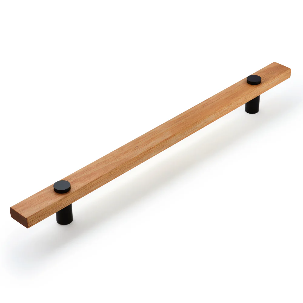 Castella Lenah Hydrowood Tasmanian Oak Entrance Pull Handle: Visible Face Cap, Rear Fix
