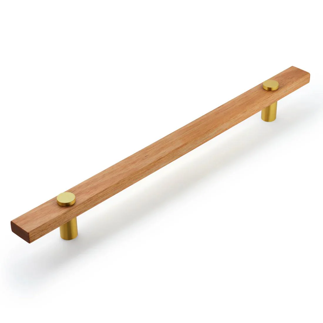 Castella Lenah Hydrowood Tasmanian Oak Entrance Pull Handle: Face Fix – Visible Satin Brass Face Cap