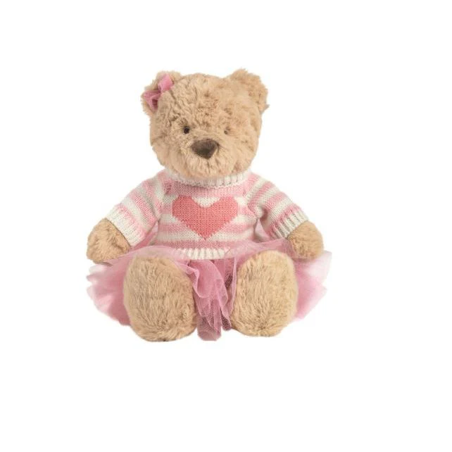 Mud Pie Mia Heart Sweater Bear Plush