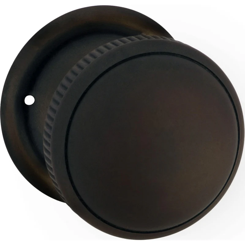Tradco Milled Edged Mortice Knob on Round Rose (Pair) – Small