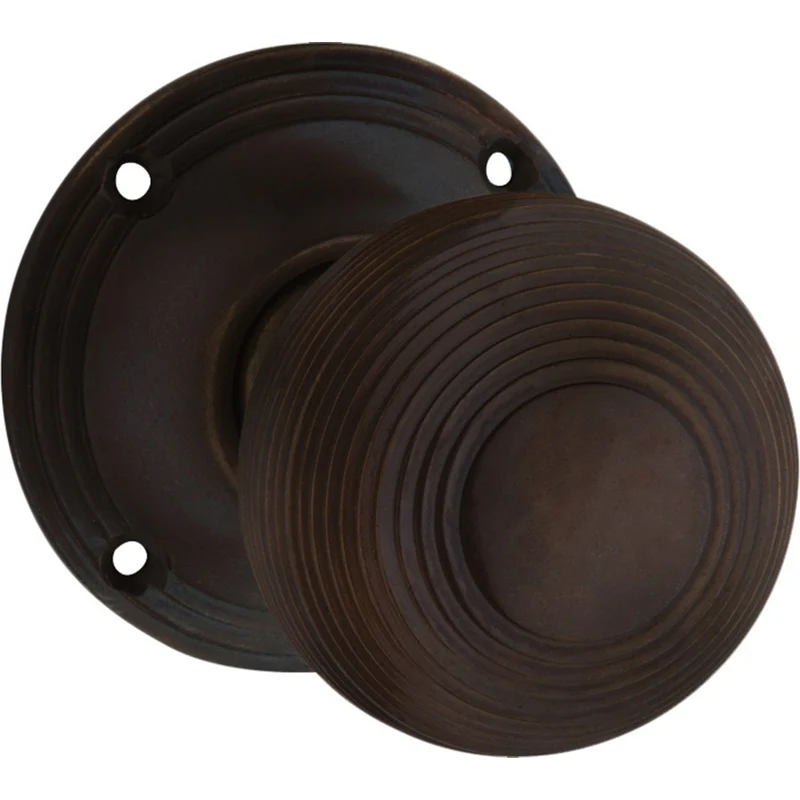 Tradco Reeded Mortice Knob on Round Rose (Pair)
