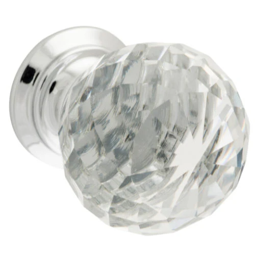 Tradco Clear Diamond Cut Glass Cupboard Knob