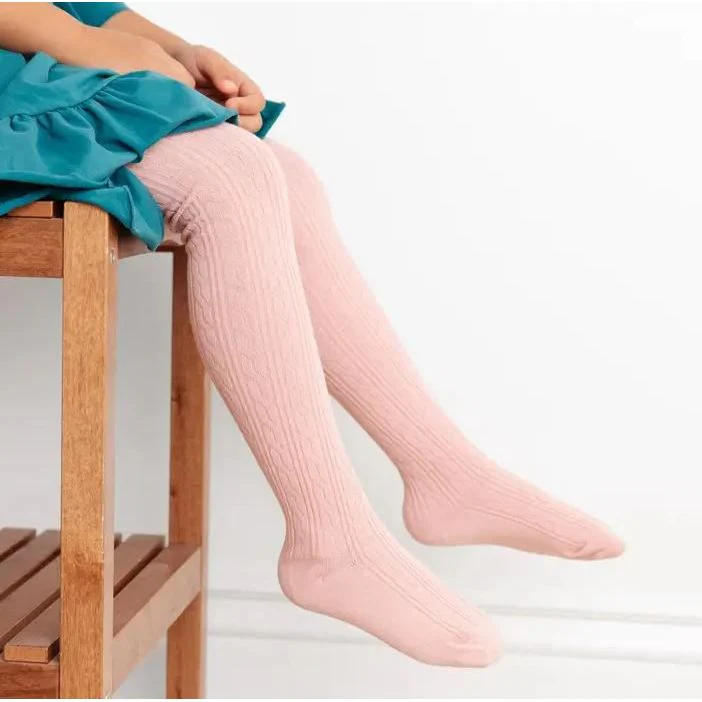 Little Stocking Co. – Blush Pink Cable Knit Tights