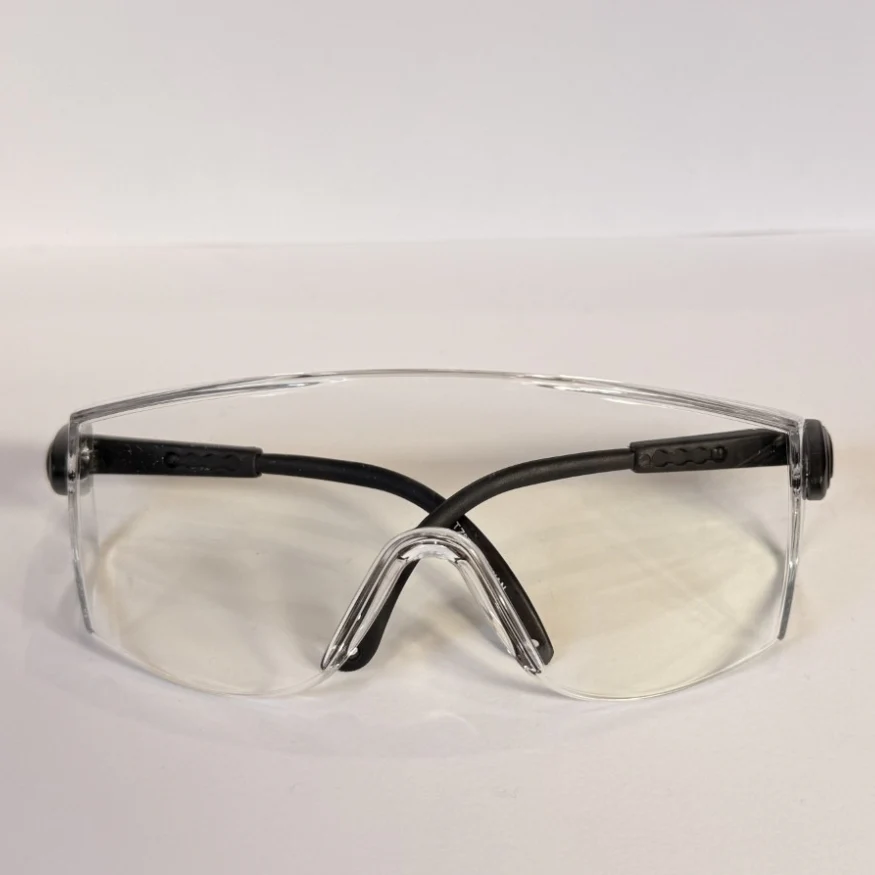 DESTINY SOLUTIONS | Adjustable, Clear Safety Glasses with Black Temples – Fits Over Prescriptions | #SG1123-BC