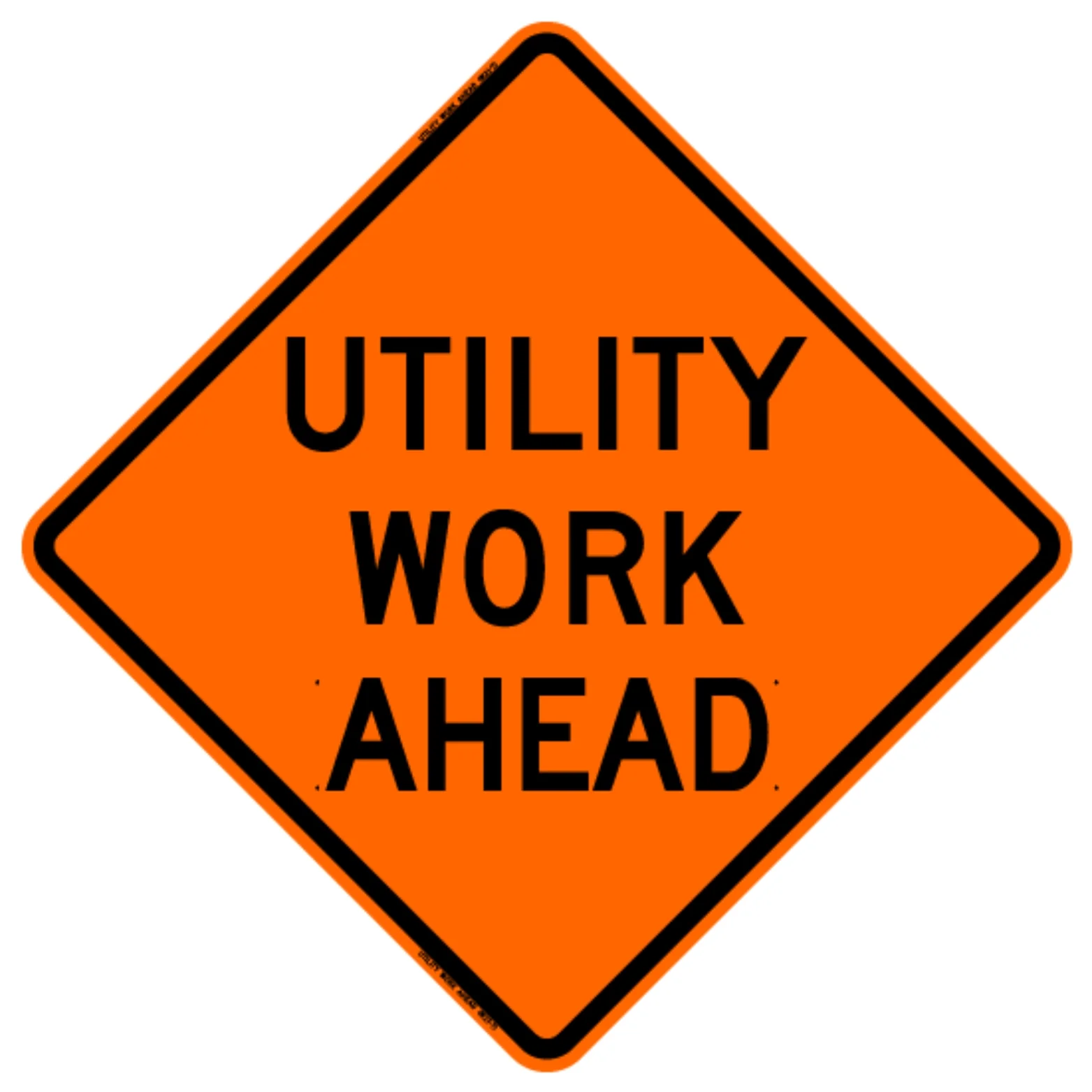 BONE SAFETY | 48×48 Utility Work Ahead Roll-Up Sign (RUS) | #SM4848UWAOC