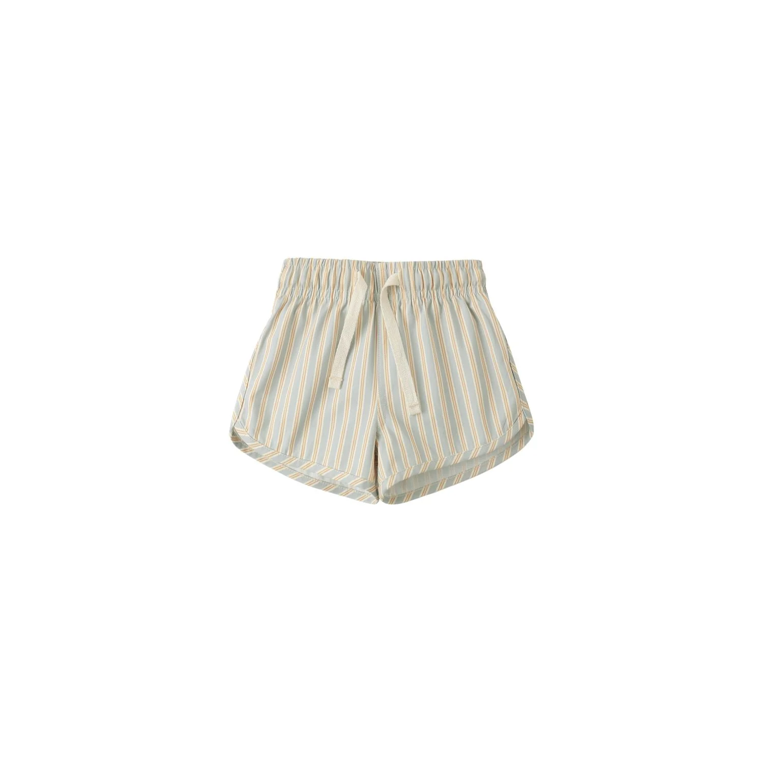 Quincy Mae – Boys Swim Short – Blue + Butterscotch Stripe