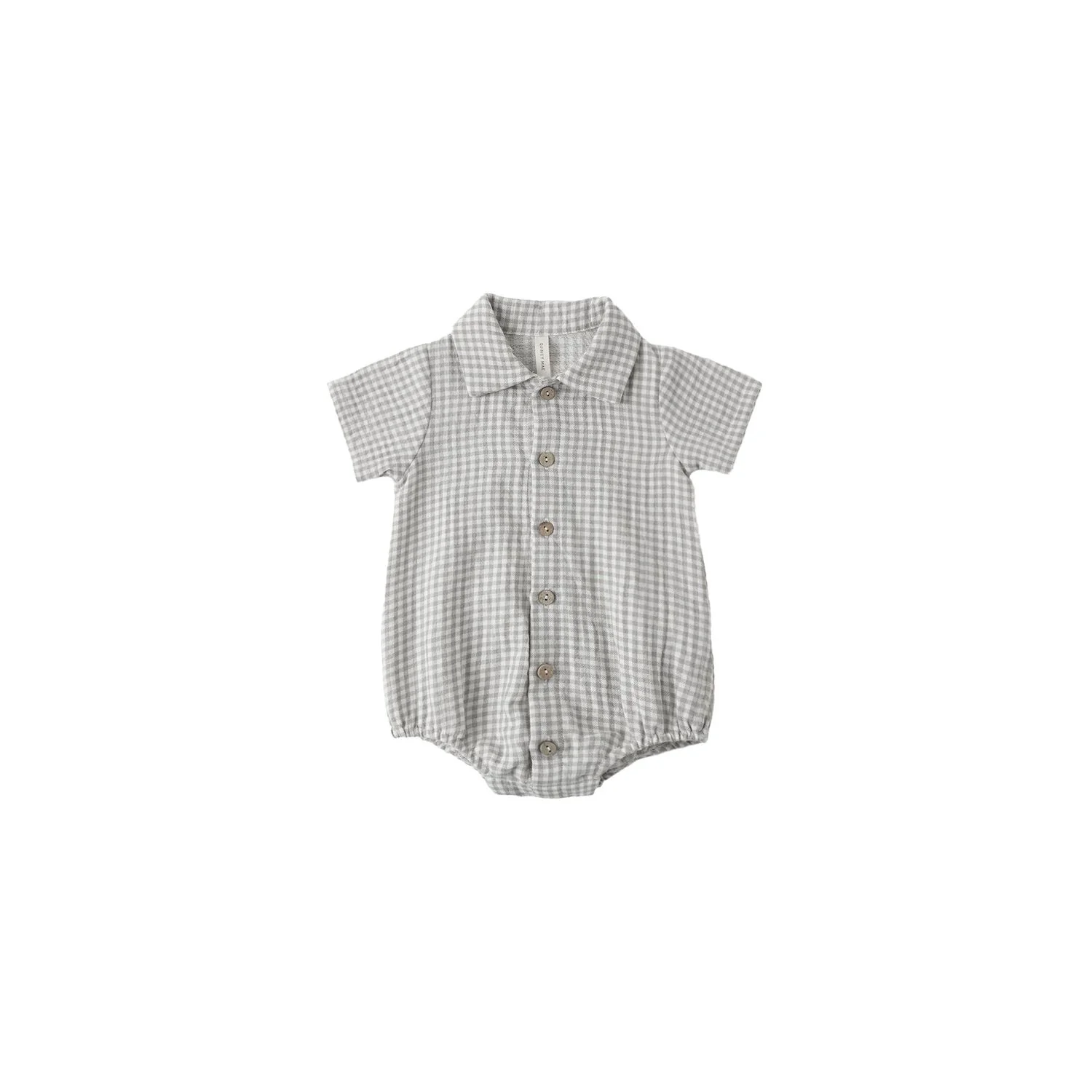 Quincy Mae Matteo Romper – Sage Gingham