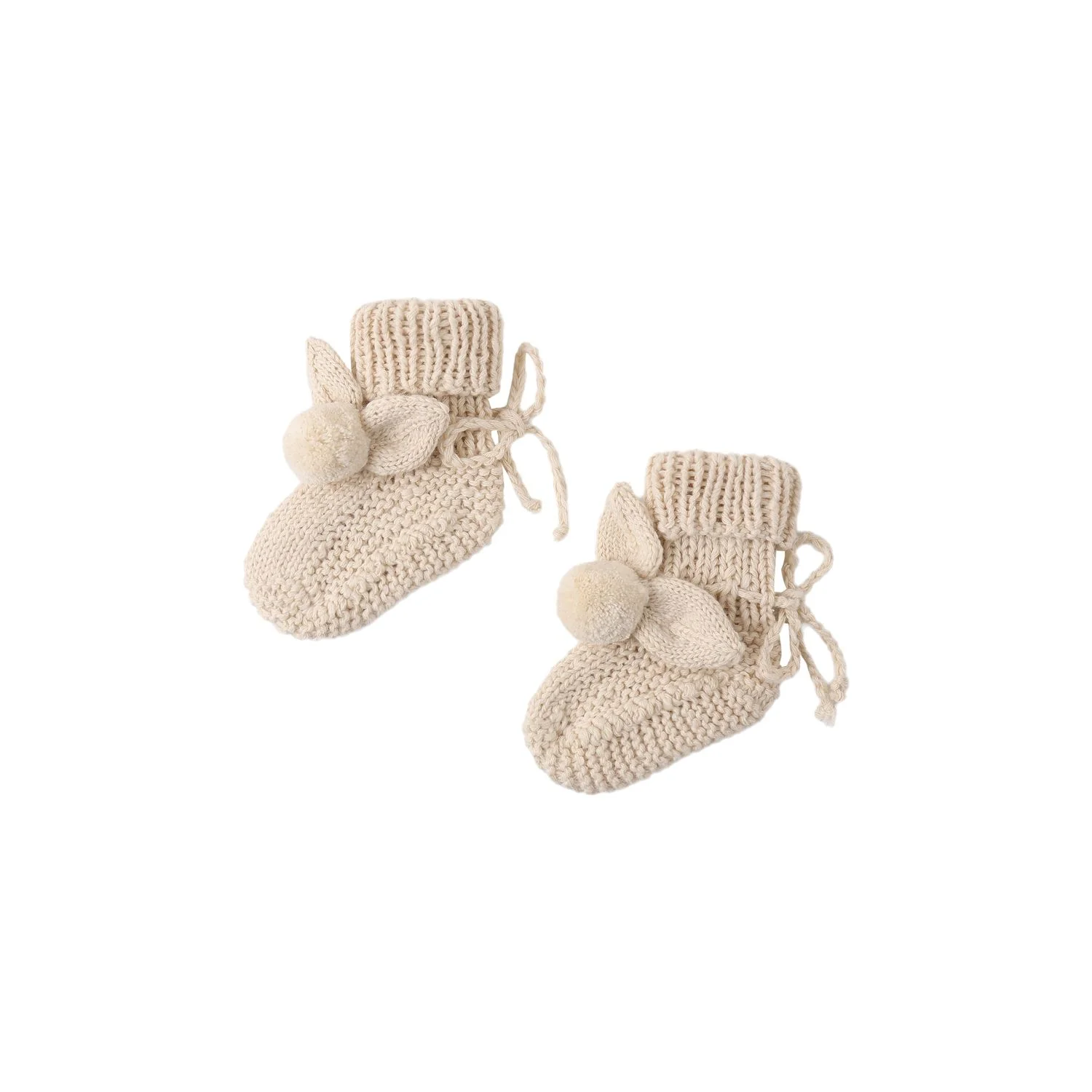 Quincy Mae Bunny Knit Booties Ecru