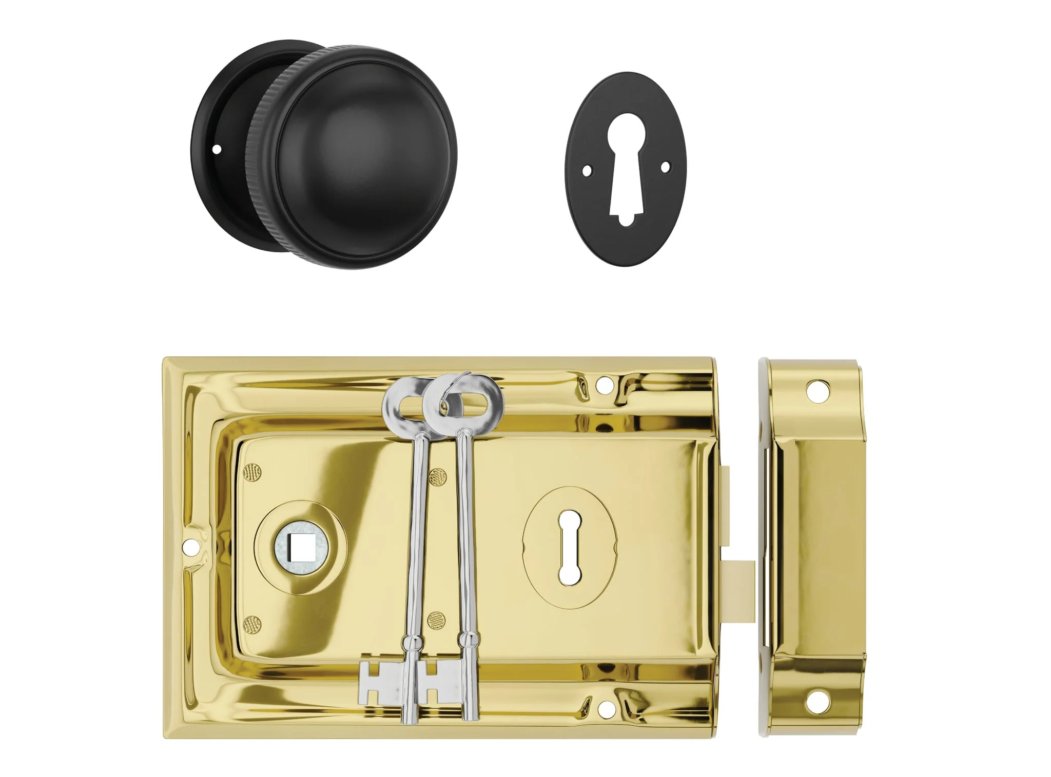 Tradco Milled Edged Mortice Knob & Rim Lock Set