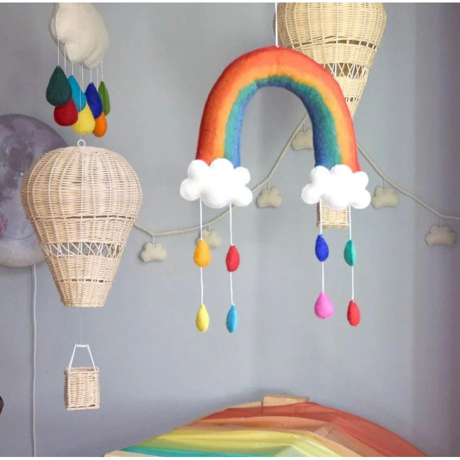 Tara Treasures Nursery Mobile – Rainbow with Raindrops