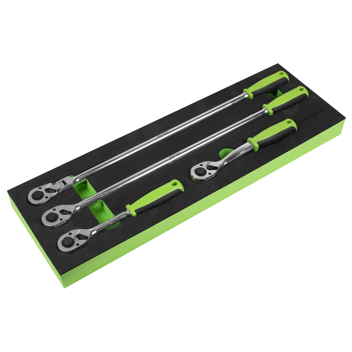 Siegen 4 Piece 1/2″ Drive 72 Tooth Mixed Length, Standards & Flexible Head Ratchet Handle Set In EVA Foam Storage Block With A Manufacturers LifeTime Guarantee S01231