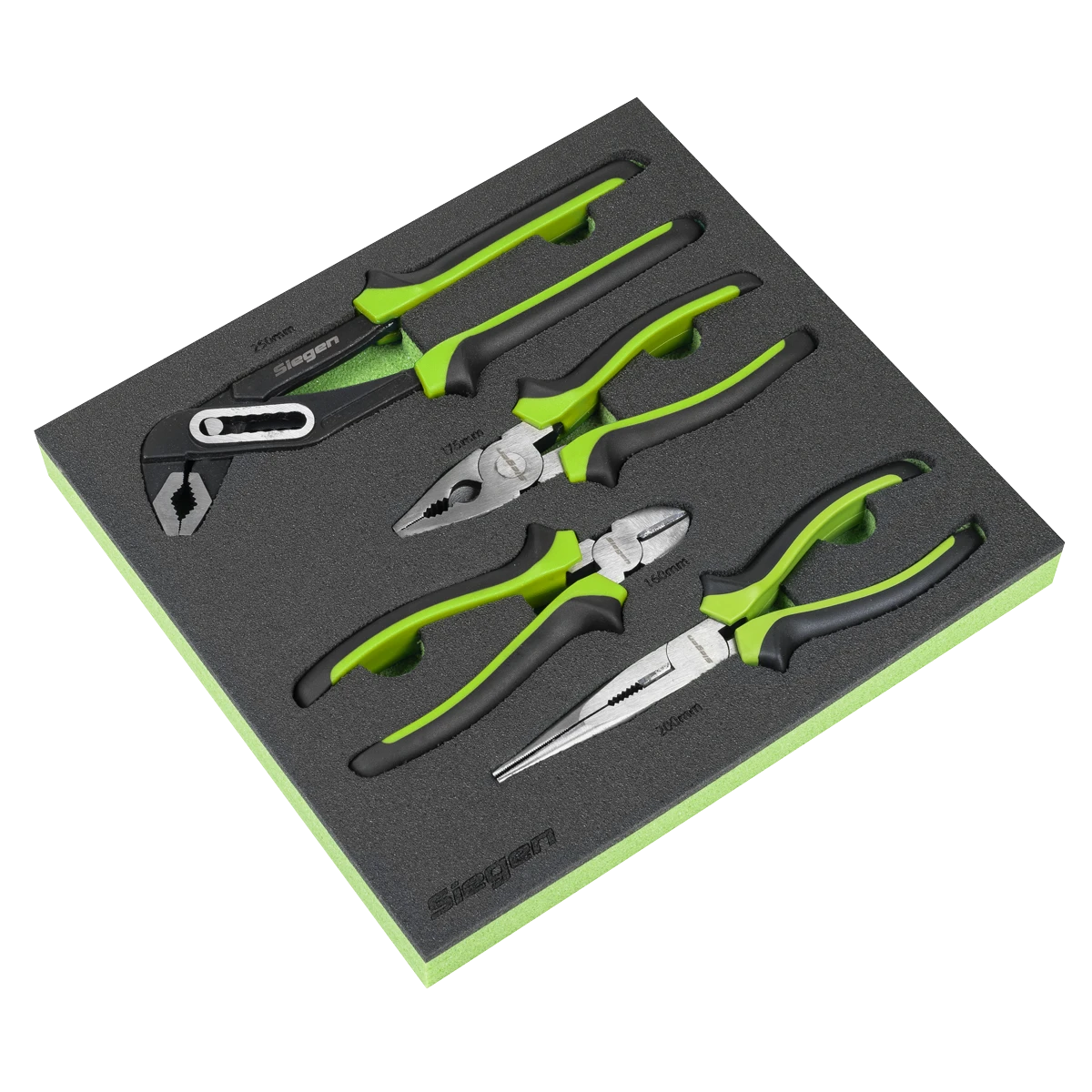 Siegen 4 Piece Comfort Grip Pliers Set ( Combi – Cutters – Long Nose – Water Pump ) In EVA Foam Storage Block With A Manufacturers LifeTime Guarantee S01298