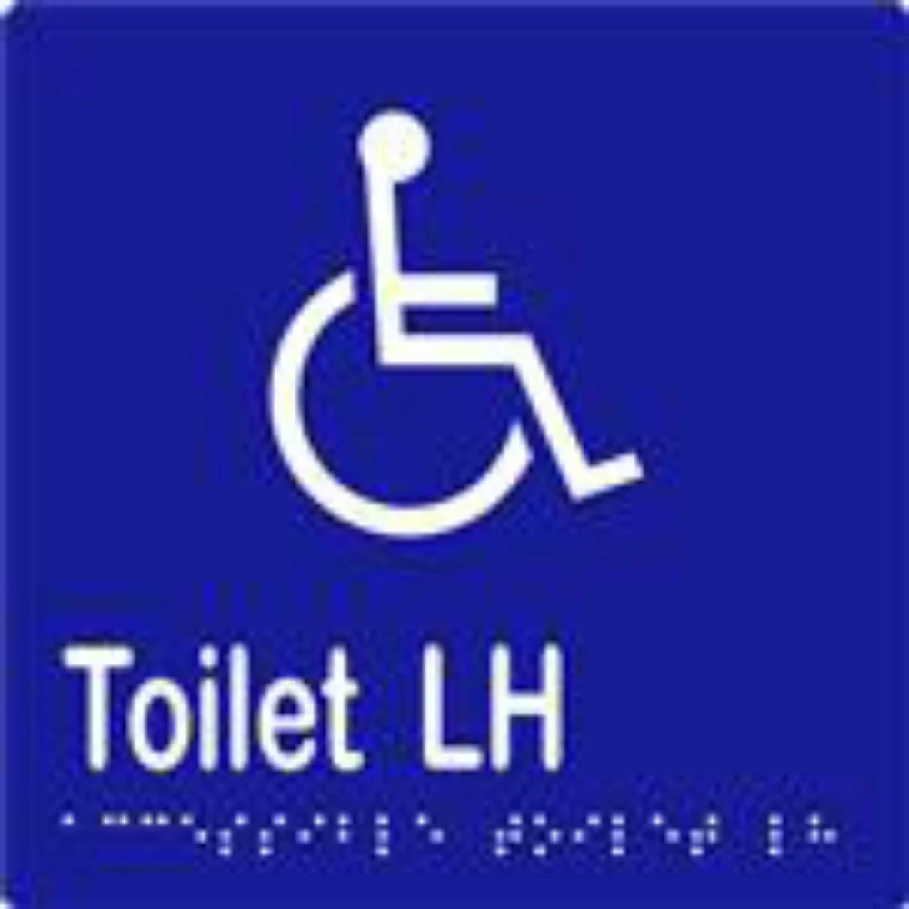 Accessible Toilet LH Sign with Braille, Laminated Vinyl 150×150
