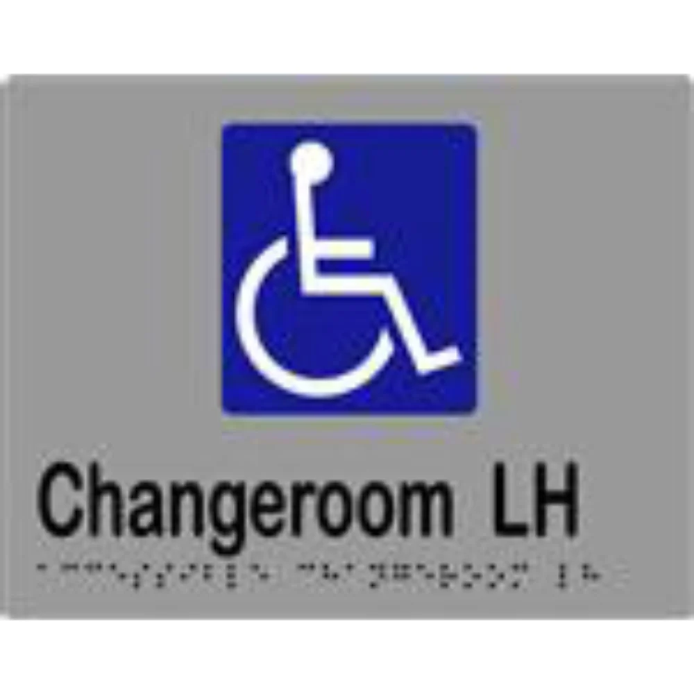 Accessible Changeroom LH Sign with Braille, Laminated Vinyl 200×150