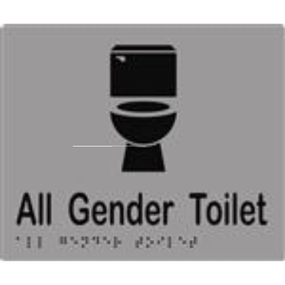 All Gender Toilet Sign with Braille, Laminated Vinyl 200×150