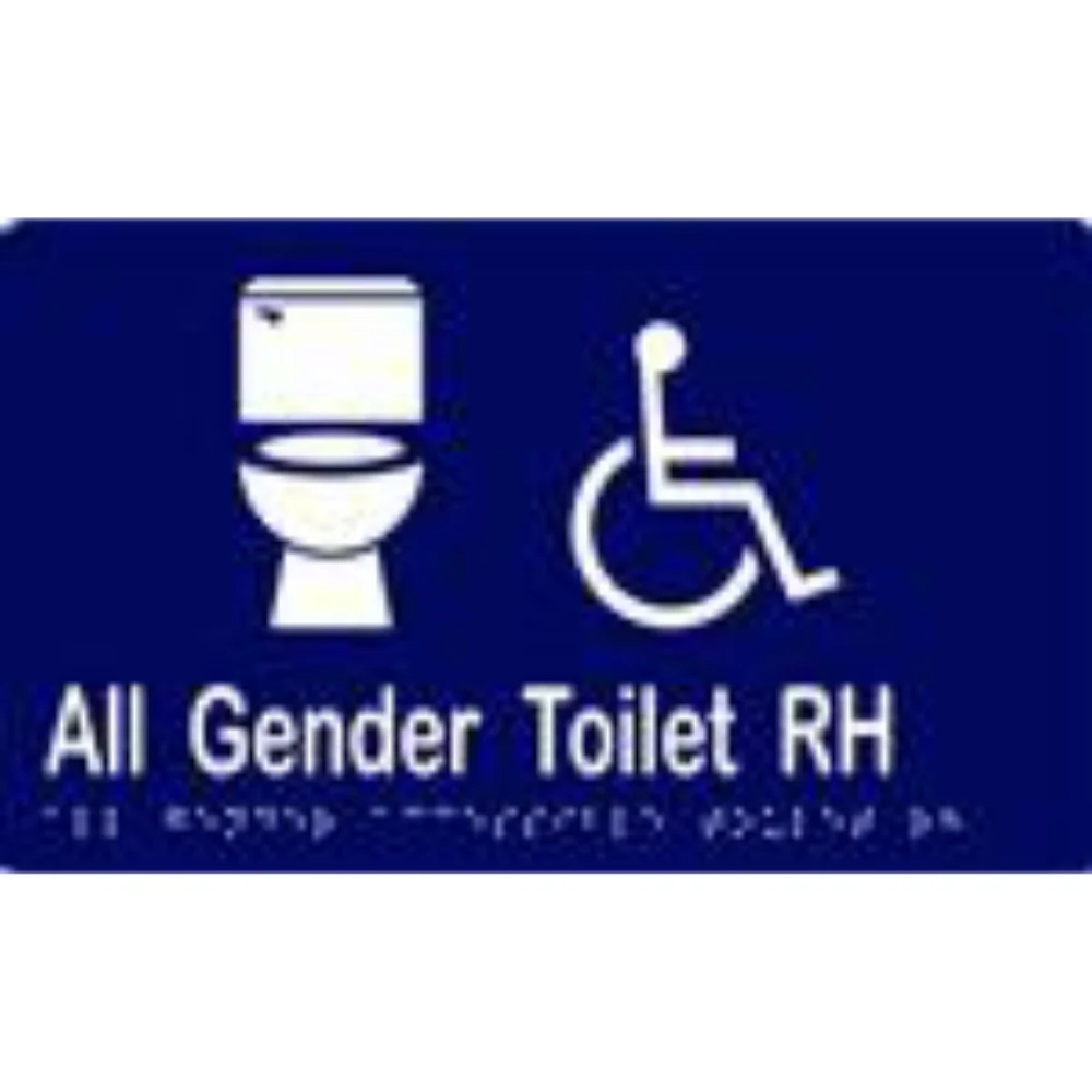 All Gender Accessible Toilet RH Sign with Braille, Laminated Vinyl 250×150