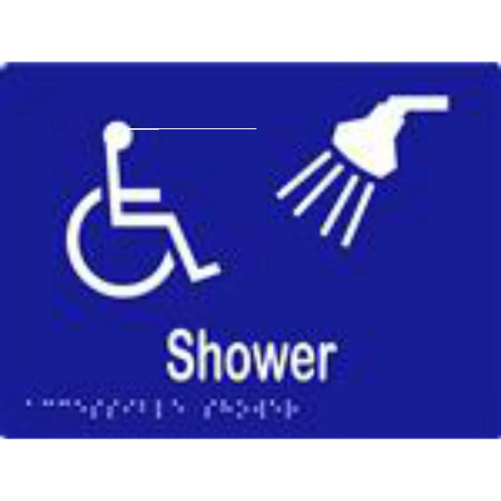 Accessible Shower Sign with Braille, Laminated Vinyl 200×150