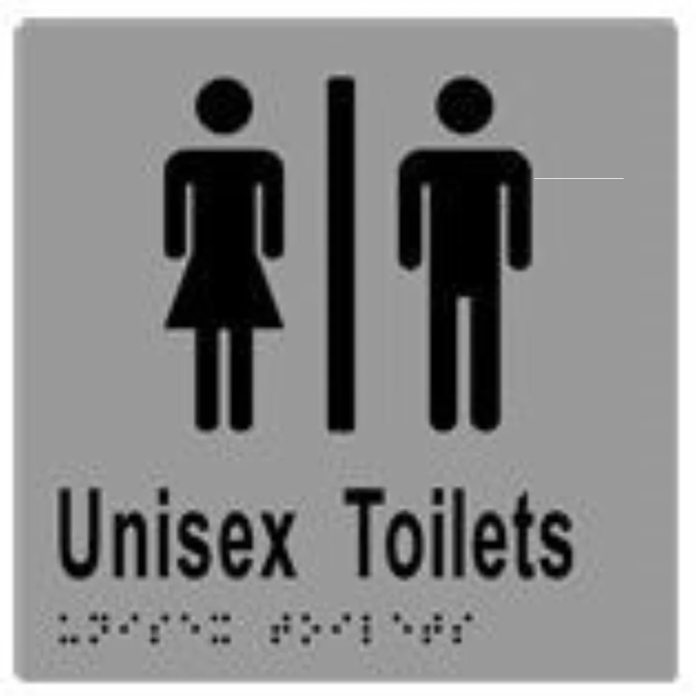 Unisex Toilets Sign with Braille, Laminated Vinyl 150×150