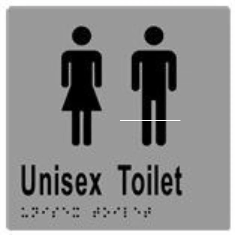 Unisex Toilet Sign with Braille, Laminated Vinyl 150×150