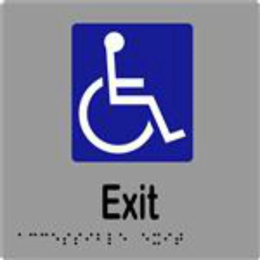 Accessible Exit Sign with Braille, Laminated Vinyl 150×150