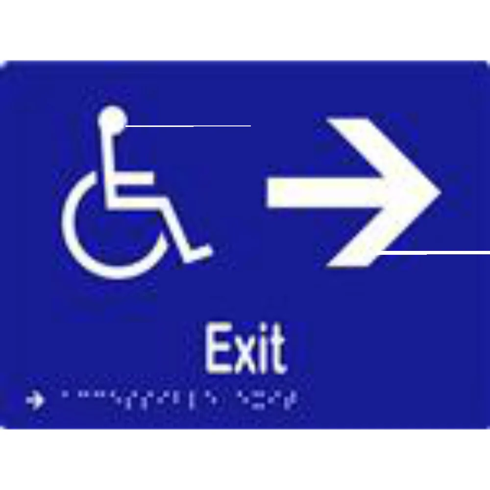 Accessible Exit & Arrow Sign with Braille, Laminated Vinyl 200×150