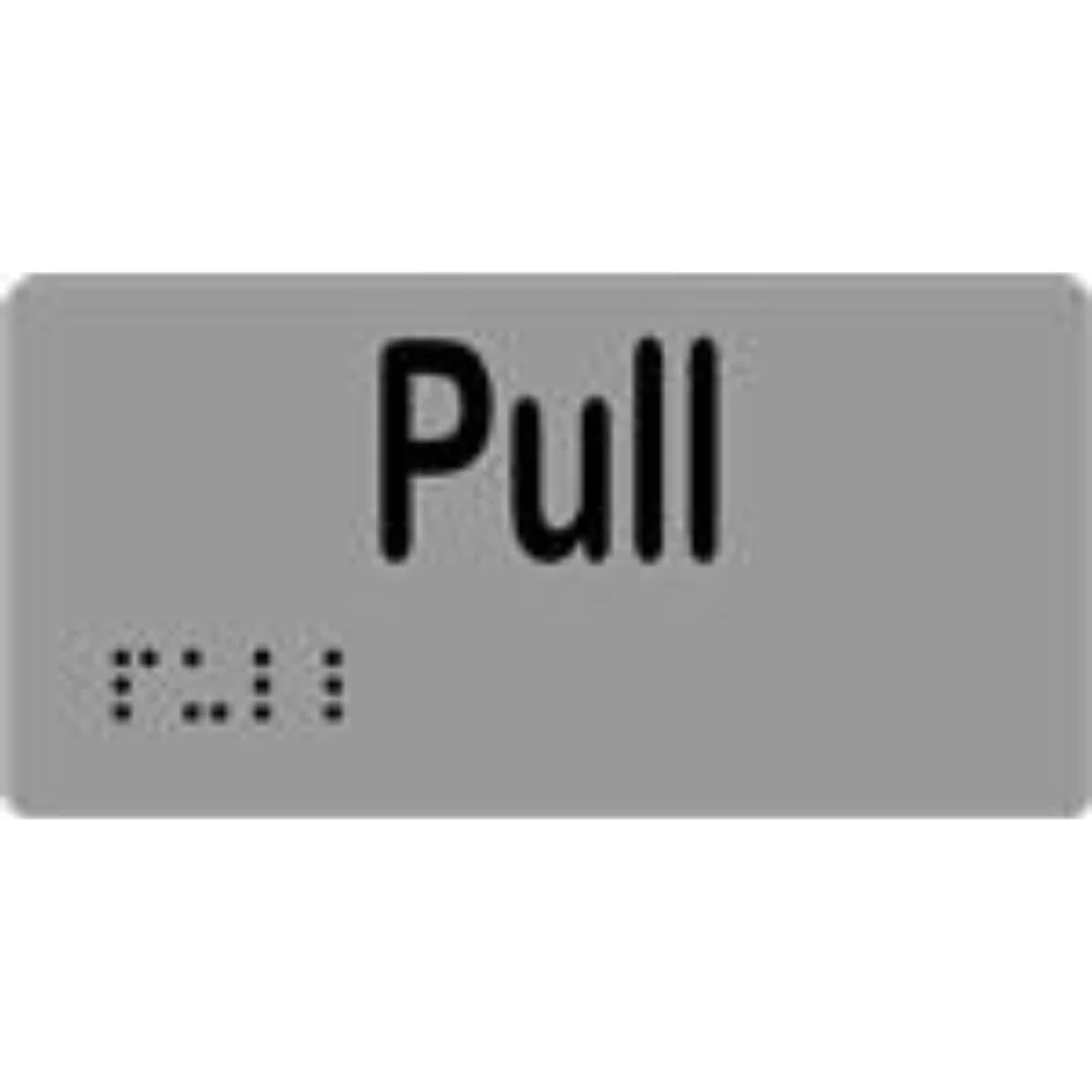 Pull Sign with Braille, Laminated Vinyl 100×50