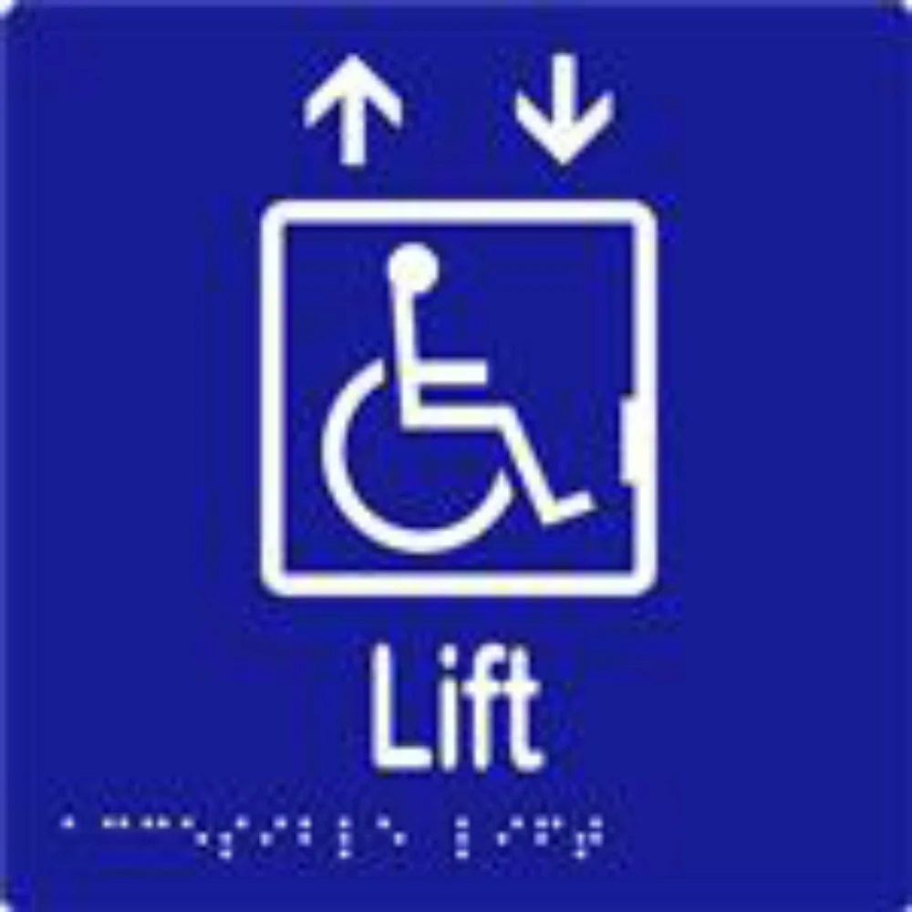 Accessible Lift Sign with Braille, Laminated Vinyl 150×150