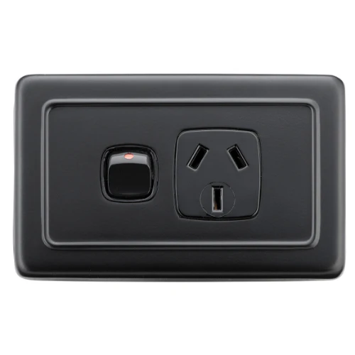 Tradco 1 Gang Flat Plate Rocker Switches With Socket