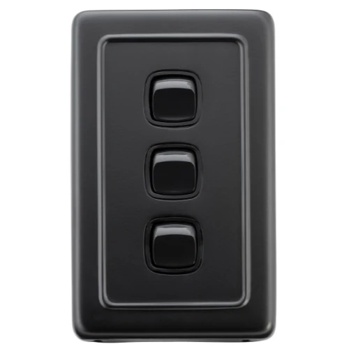 Tradco 3 Gang Flat Plate Rocker Switches