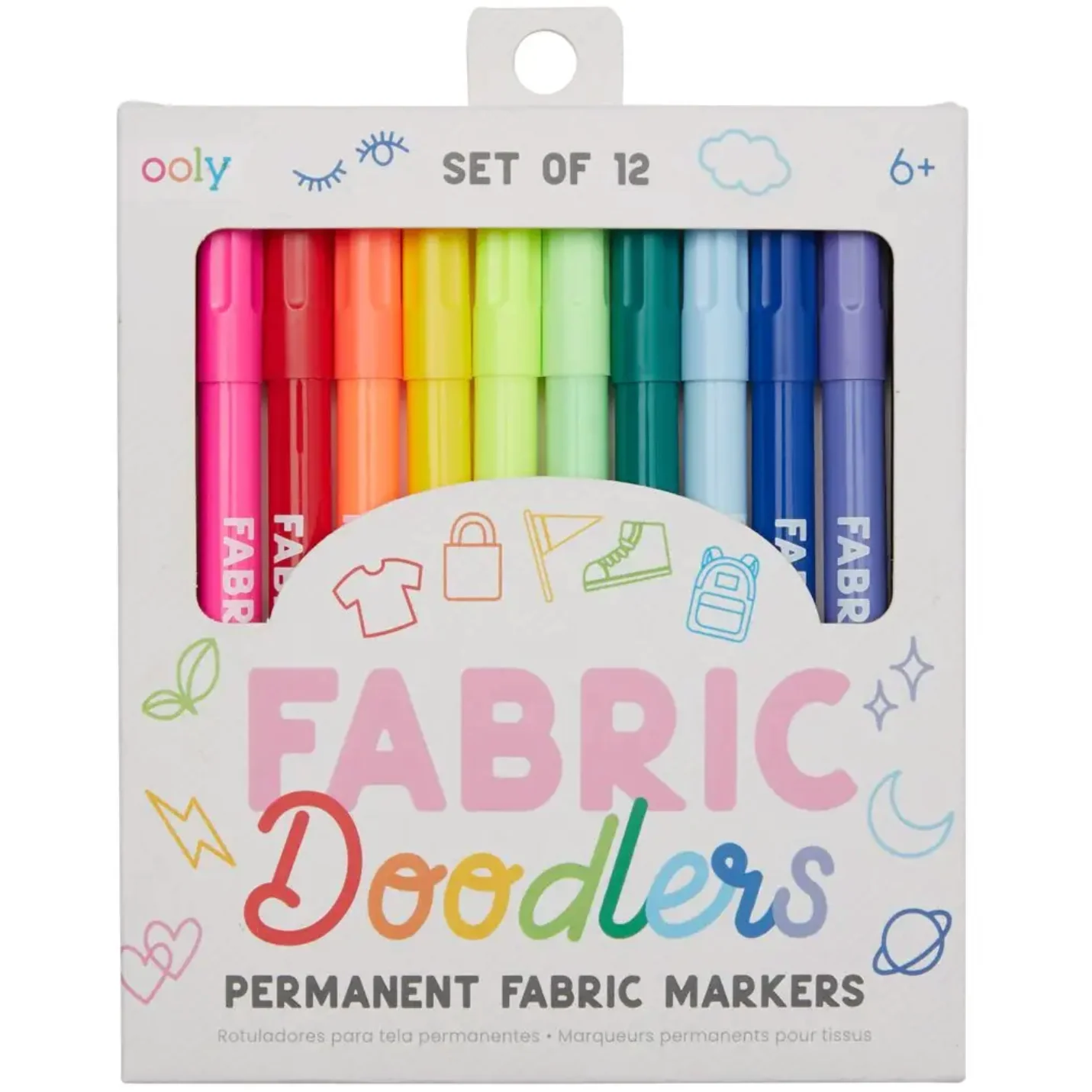 Ooly Fabric Doodlers Markers- Set of 12