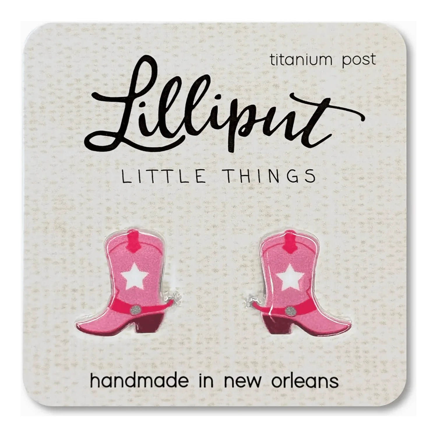 Lilliput Little Things Pink Cowgirl Boot Earrings