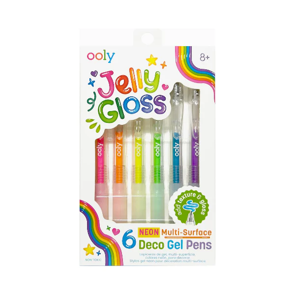 Ooly Jelly Gloss Neon Multi-Surface Deco Gel Pens – Set of 6