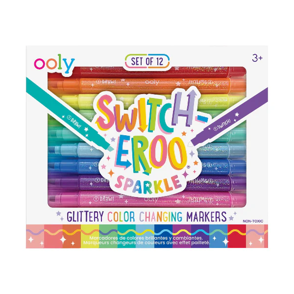 Ooly Switch-Eroo Sparkle Glittery Color Changing Markers- 12 Pc