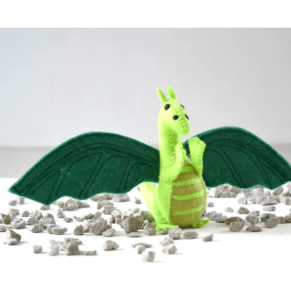 Tara Treasures Felt Dragon Toy- Green