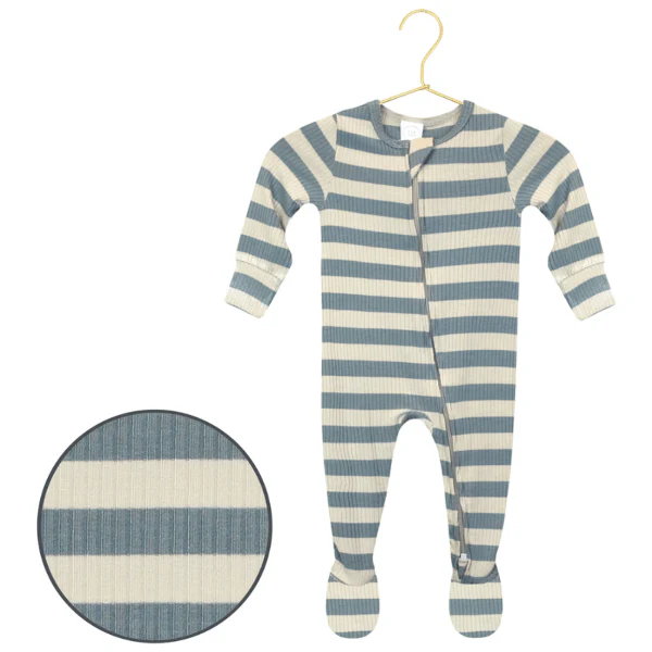 Lou Lou & Company Zippered Footie- Lincoln Ribbed