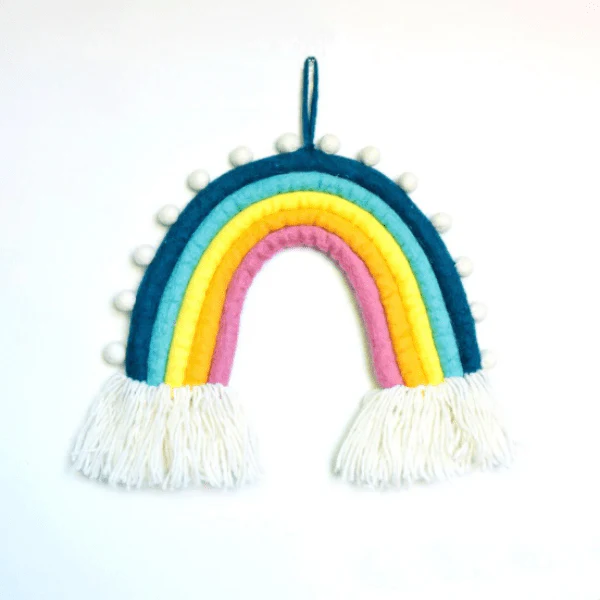 Tara Treasures Rainbow Hanging with Pompoms – Sunset