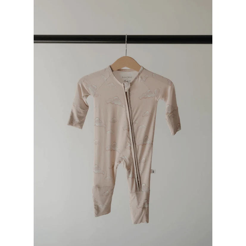 Forever French Baby Bamboo Zip Pajamas- Ruby