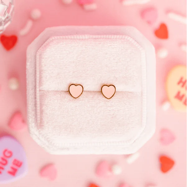 Pierced Co Tiny Peach Heart Earrings