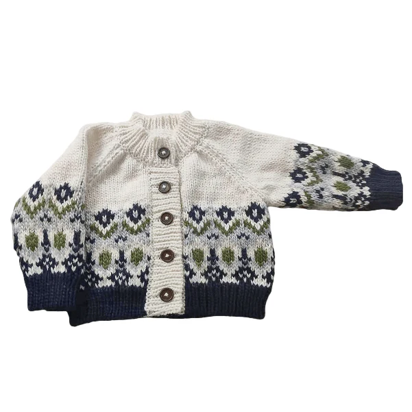 Blueberry Hill Fairisle Knit Cardigan- Navy