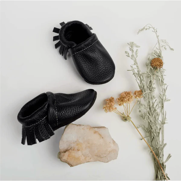 Starry Knight Leather Moccasin- Black