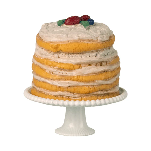 Maileg Party Cake and Cake Stand, Mouse – Off White