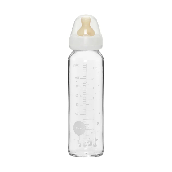 Hevea Standard Neck Glass Baby Bottles- 240ML/ 8oz, Single