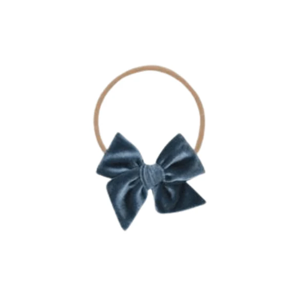 Lou Lou & Company Steele Blue Large Velvet Bow Headband