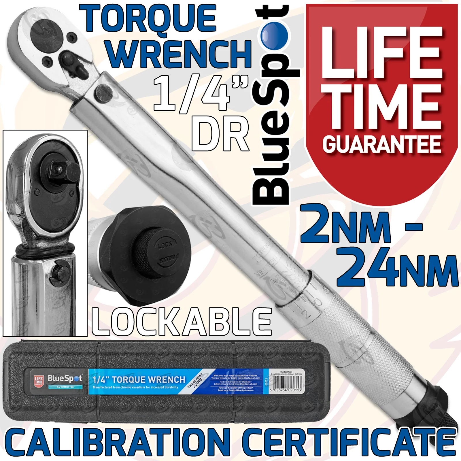 BlueSpot 1/4″ Drive Calibrated Torque Wrench 2Nm – 24Nm ( 02011 )