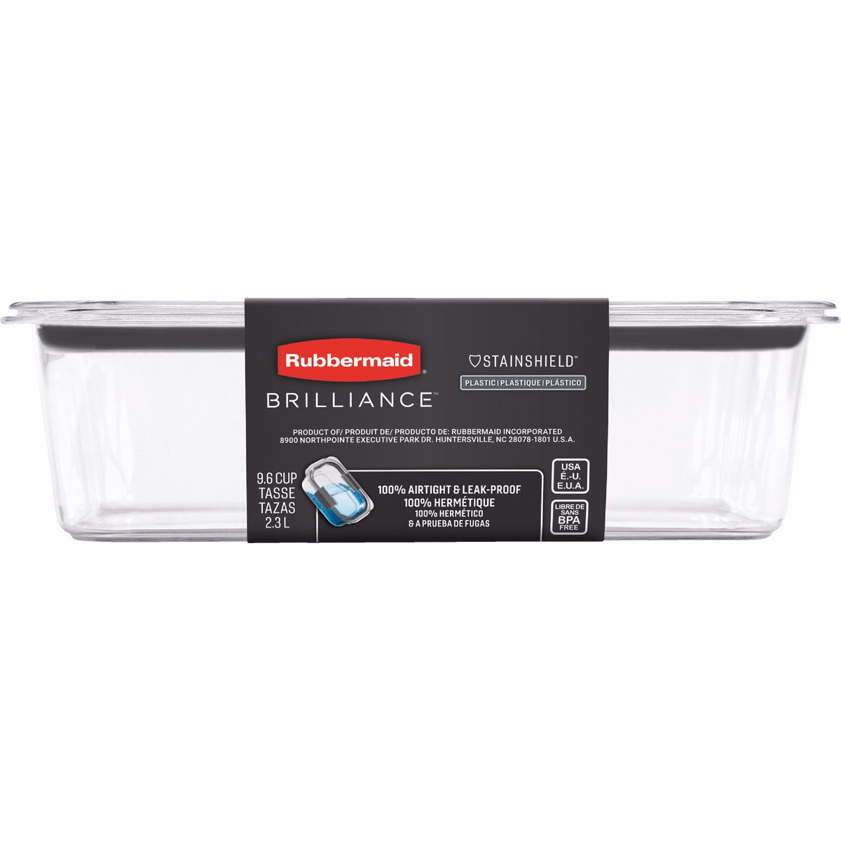 Rubbermaid Brilliance 9.6 C. Clear Rectangle Food Storage Container